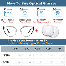 Load image into Gallery viewer, 54107  Anti Blue Light Cat Eye Metal Optical Glasses Frames Women Computer Eyeglasses