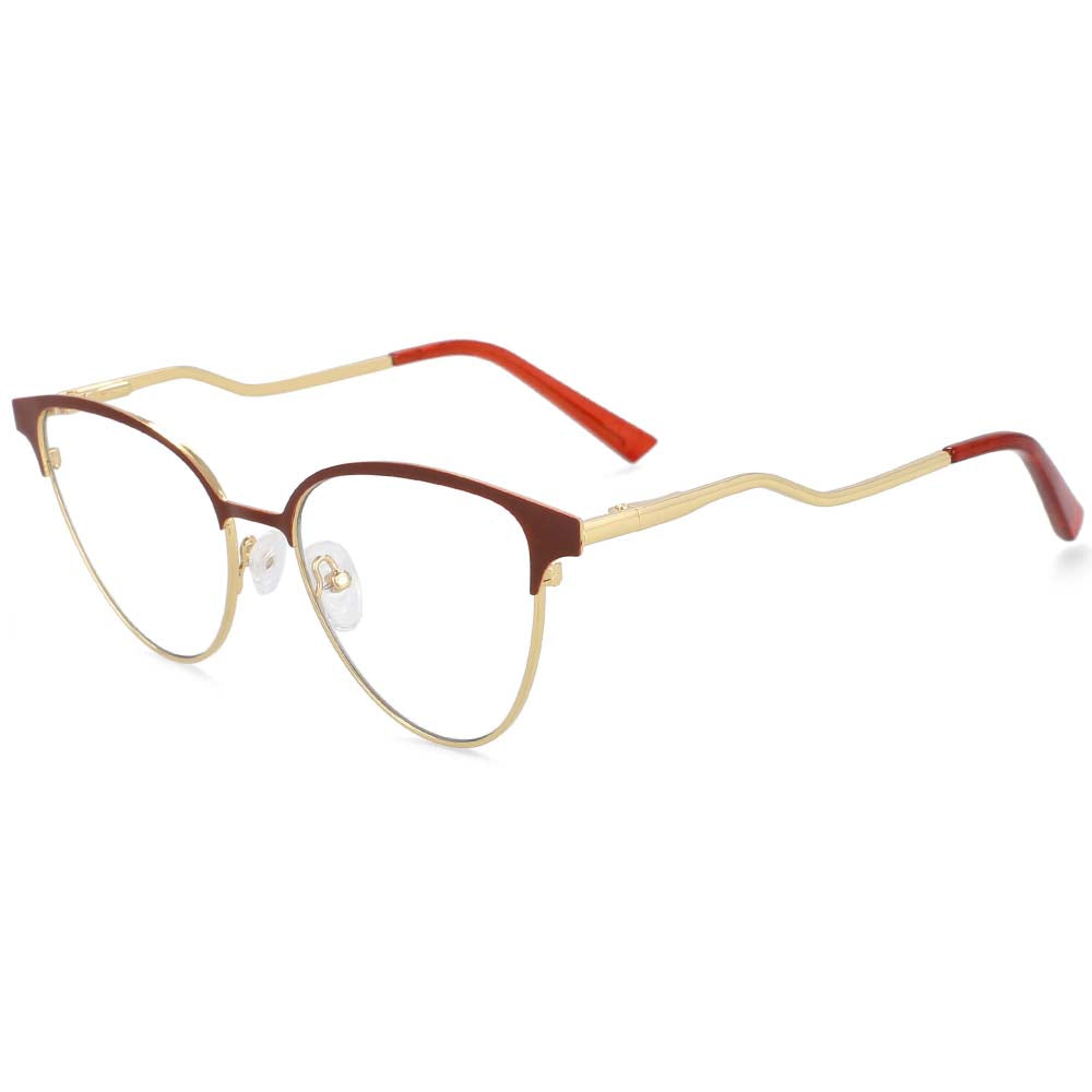 54109 Retro Cat Eye Anti Blue Light Optical Glasses Frames Metal Women Computer Eyeglasses