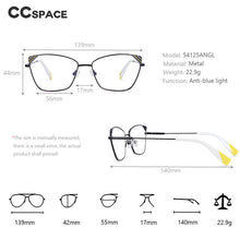 Carica l&#39;immagine nel visualizzatore di Gallery, 54125 Cat Eye Style Anti Blue Light Metal Optical Glasses Frames Women Computer Eyeglasses