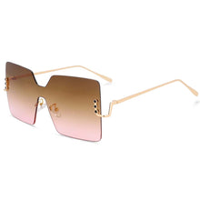 Load image into Gallery viewer, 54126 Femal Rimless Oversized Square Sunglasses  Women Shades UV400 Vintage Glasses