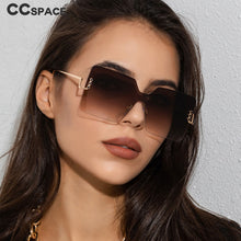 Load image into Gallery viewer, 54126 Femal Rimless Oversized Square Sunglasses  Women Shades UV400 Vintage Glasses
