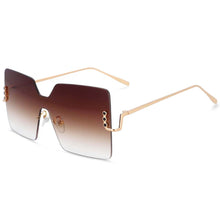Load image into Gallery viewer, 54126 Femal Rimless Oversized Square Sunglasses  Women Shades UV400 Vintage Glasses