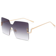 Load image into Gallery viewer, 54126 Femal Rimless Oversized Square Sunglasses  Women Shades UV400 Vintage Glasses