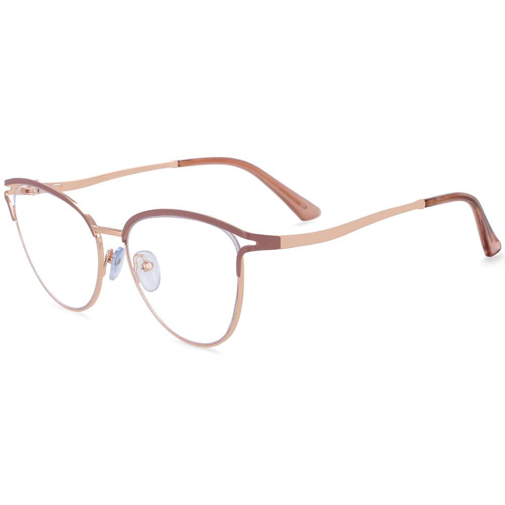 54135 Cat Eye Metal Frame Anti Blue Light Optical Glasses Frames Women Prescription Mirror Computer Eyeglasses