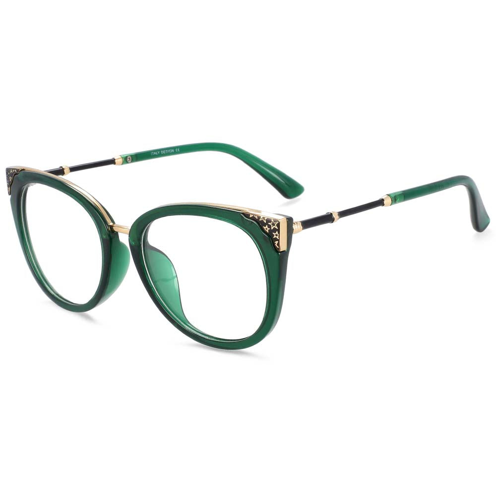 54138  Anti Blue Light Optical Glasses Frames Brand Women Cat Eye Stars Computer Eyeglasses