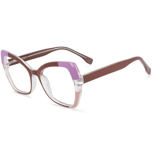 54153 Cat Eye Anti Blue Light Splicing Spring Leg Montature per occhiali Donna TR90 Occhiali da vista per computer 