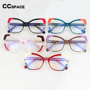 54153 Cat Eye Anti Blue Light Splicing Spring Leg Montature per occhiali Donna TR90 Occhiali da vista per computer 