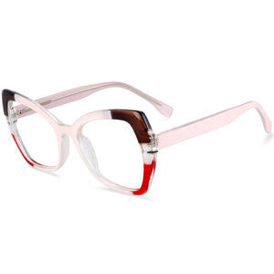 54153 Cat Eye Anti Blue Light Splicing Spring Leg Montature per occhiali Donna TR90 Occhiali da vista per computer 