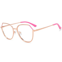 Load image into Gallery viewer, 54178 Round Cat Eye Optical Blue Light Blocking Glasses Frame Big Frame Polygonal Metal Glasses