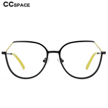 Load image into Gallery viewer, 54178 Round Cat Eye Optical Blue Light Blocking Glasses Frame Big Frame Polygonal Metal Glasses