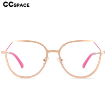 Load image into Gallery viewer, 54178 Round Cat Eye Optical Blue Light Blocking Glasses Frame Big Frame Polygonal Metal Glasses
