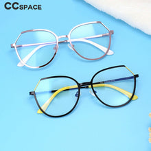 Load image into Gallery viewer, 54178 Round Cat Eye Optical Blue Light Blocking Glasses Frame Big Frame Polygonal Metal Glasses