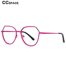 Load image into Gallery viewer, 54178 Round Cat Eye Optical Blue Light Blocking Glasses Frame Big Frame Polygonal Metal Glasses