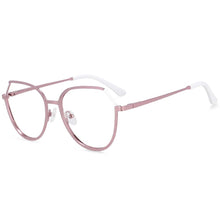 Load image into Gallery viewer, 54178 Round Cat Eye Optical Blue Light Blocking Glasses Frame Big Frame Polygonal Metal Glasses