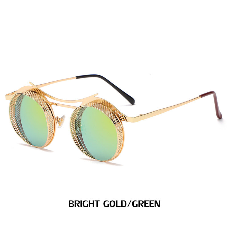 54180 Retro Round Metal Steam Punk Sunglasses Men Women Super Cool Shades UV400 Vintage Glasses