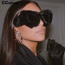 Load image into Gallery viewer, 54190 Trendy Cat Eye  Sunglasses Women Punk Soft Fur Velvet Sun Glasses Ladies UV400 Shades Handmade Eyewear Gafas De Sol