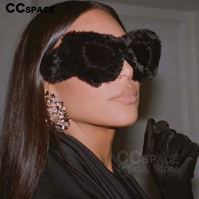 54190 Trendy Cat Eye  Sunglasses Women Punk Soft Fur Velvet Sun Glasses Ladies UV400 Shades Handmade Eyewear Gafas De Sol