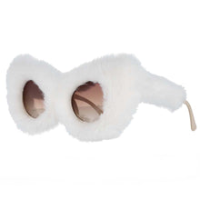 Load image into Gallery viewer, 54190 Trendy Cat Eye  Sunglasses Women Punk Soft Fur Velvet Sun Glasses Ladies UV400 Shades Handmade Eyewear Gafas De Sol