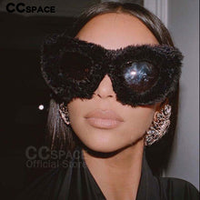 Load image into Gallery viewer, 54190 Trendy Cat Eye  Sunglasses Women Punk Soft Fur Velvet Sun Glasses Ladies UV400 Shades Handmade Eyewear Gafas De Sol