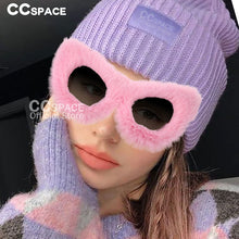 Load image into Gallery viewer, 54190 Trendy Cat Eye  Sunglasses Women Punk Soft Fur Velvet Sun Glasses Ladies UV400 Shades Handmade Eyewear Gafas De Sol