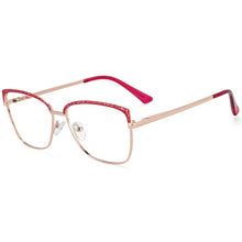 Load image into Gallery viewer, 54196 Metal Hollow Anti Blue Light Optical Glasses Frames Women Computer Prescription Eyeglasses