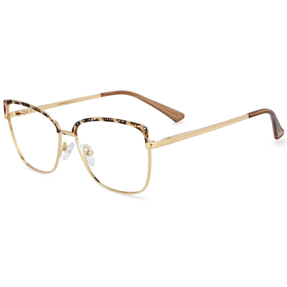 54196 Metal Hollow Anti Blue Light Optical Glasses Frames Women Computer Prescription Eyeglasses