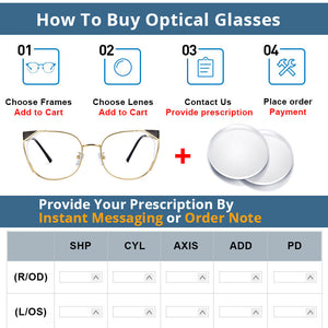 54218 Cat Eye Femal Anti Blue Light Prescription Optical Glasses Frames Women Decorative Eyeglasses