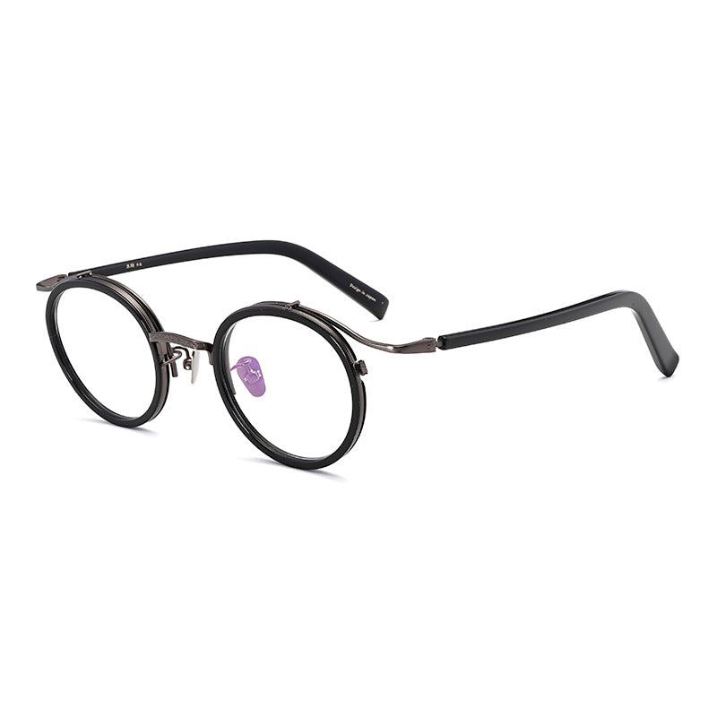 54243 Punk Round Acetate Pure Titanium Optical Glasses Frames Men Women Retro Computer Eyeglasses