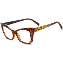 Carica l&#39;immagine nel visualizzatore di Gallery, 54259 Cat Eye Anti Blue Light Women Glasses Frames Floral Leg Plastic Titanium Computer Eyeglasses