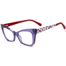Carica l&#39;immagine nel visualizzatore di Gallery, 54259 Cat Eye Anti Blue Light Women Glasses Frames Floral Leg Plastic Titanium Computer Eyeglasses