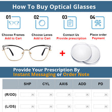 Load image into Gallery viewer, 54264 The Cat Eye Women Anti Blue Light Optical Prescription Glasses Frames Computer Eyeglasses