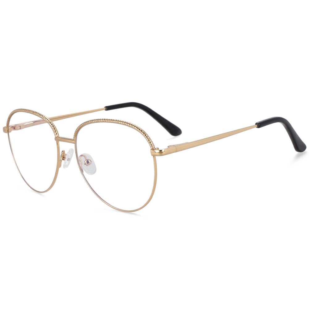 54265 Big Frame Round Anti Blue Light Metal Optical Glasses Frames Women Computer Eyeglasses