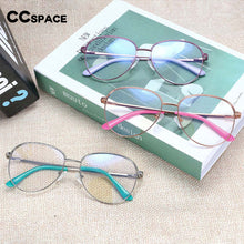 Load image into Gallery viewer, 54265 Big Frame Round Anti Blue Light Metal Optical Glasses Frames Women Computer Eyeglasses
