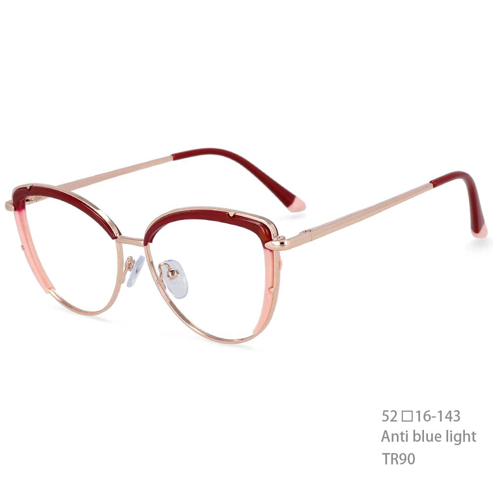 54278 Plastic Titanium Anti Blue Light Optical Glasses Frames Women TR90 Computer Eyeglasses