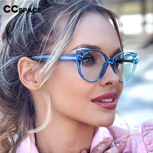 Carica l&#39;immagine nel visualizzatore di Gallery, 54303 Retro Round Cat Eye Plastic Titanium Anti Blue Light Glasses Frames Women TR90 Computer Eyeglasses
