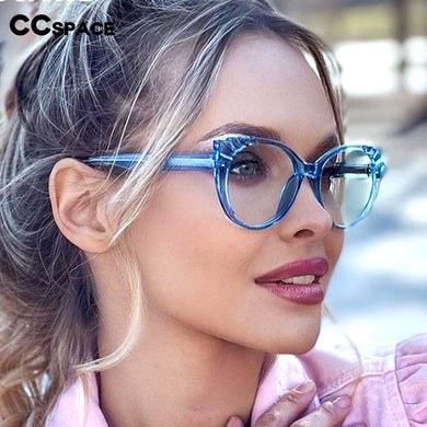54303 Retro Round Cat Eye Plastic Titanium Anti Blue Light Glasses Frames Women TR90 Computer Eyeglasses