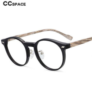 54314 Retro Round Anti Blue Light Wood Grain Leg Glasses Frames Men Women TR90 Computer Eyeglasses