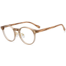 Load image into Gallery viewer, 54314 Retro Round Anti Blue Light Wood Grain Leg Glasses Frames Men Women TR90 Computer Eyeglasses