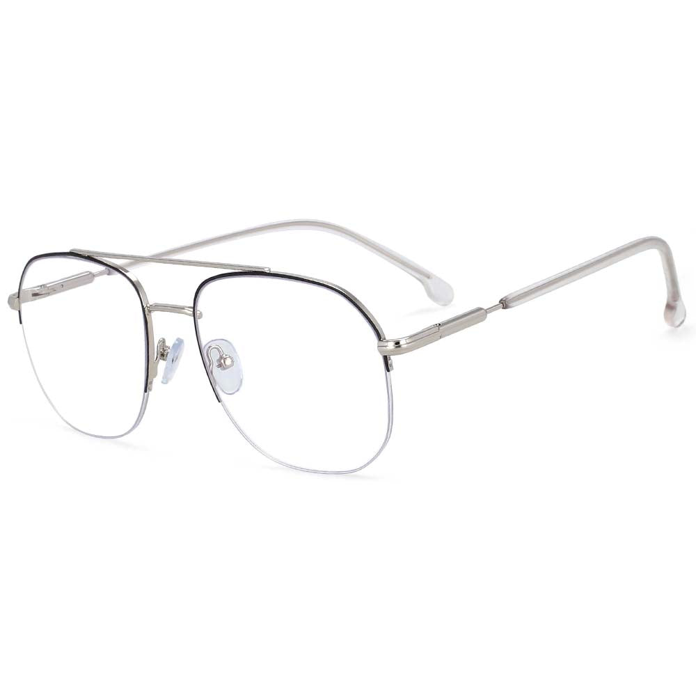 54342 Retro Square Anti Blue Light Metal Half Frame Glasses Frames Men Women Computer Eyeglasses