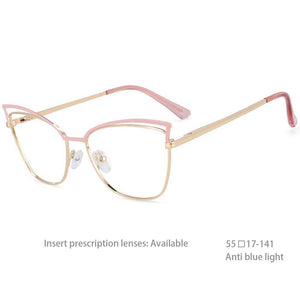 54396 Cat Eye Optical Anti-Blue Light Retro Trend Metel Glasses Frame