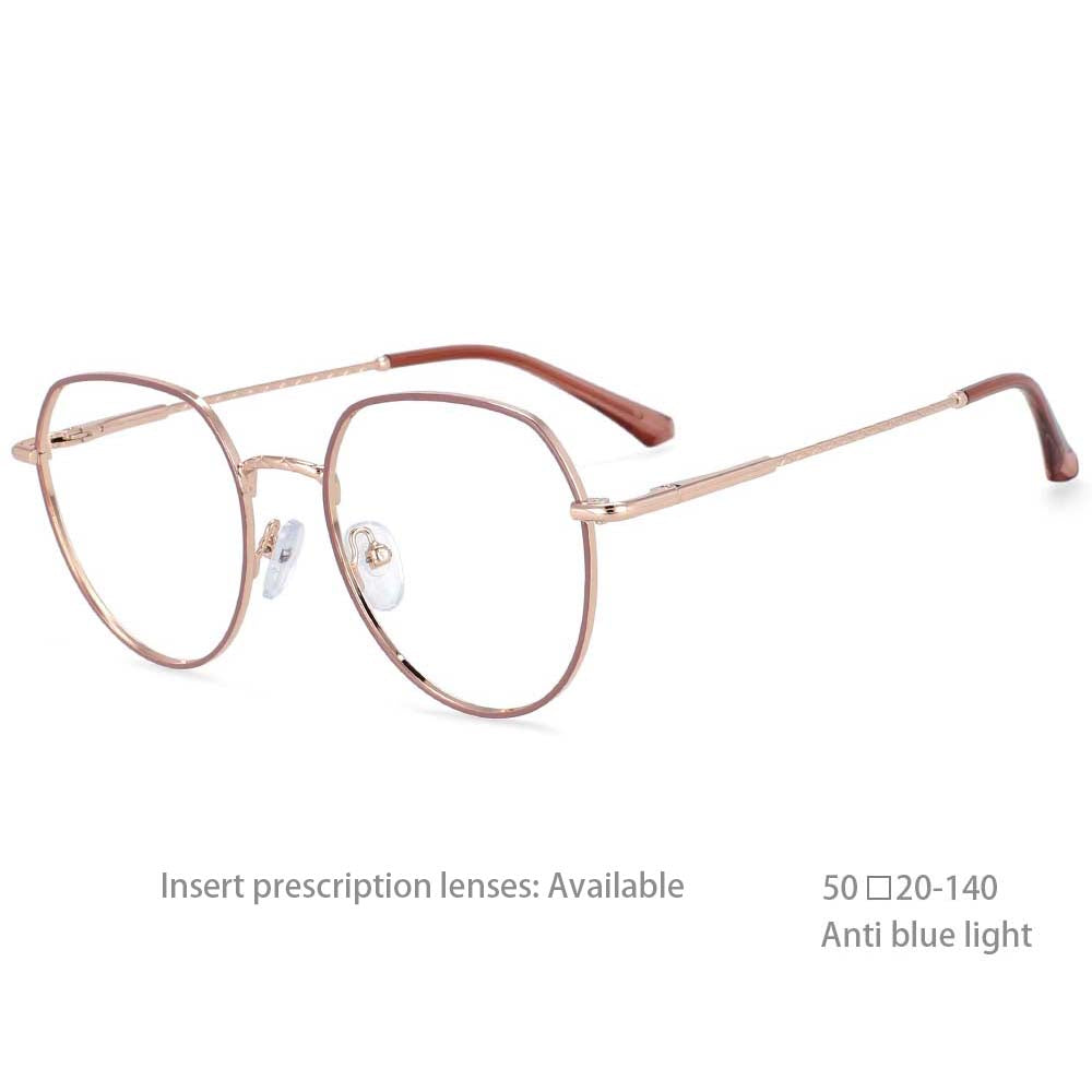 54398 Round Frame Metel Anti Blue Light Optical Glasses Frames Women Computer Eyeglasses