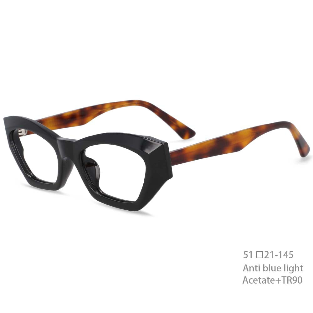 54404 Oversied Cat Eye Acetate Glasses Frame Anti-Blue Light Personalized Optical Glasses