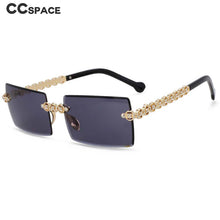Load image into Gallery viewer, 54425 Personality Brand Designer Design Eye Protection Rectangular Frameless Cut Diamond Metal Ladies Sunglasses Uv400