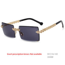 Load image into Gallery viewer, 54425 Personality Brand Designer Design Eye Protection Rectangular Frameless Cut Diamond Metal Ladies Sunglasses Uv400