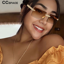 Load image into Gallery viewer, 54425 Personality Brand Designer Design Eye Protection Rectangular Frameless Cut Diamond Metal Ladies Sunglasses Uv400