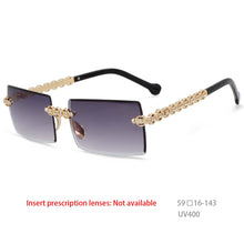 Load image into Gallery viewer, 54425 Personality Brand Designer Design Eye Protection Rectangular Frameless Cut Diamond Metal Ladies Sunglasses Uv400