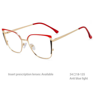 54427 Bule Light Blocking Metal Optical Prescription Glasses Frames Women Style Computer Eyeglasses