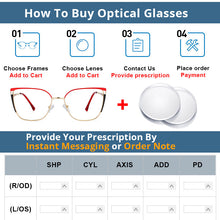 Carica l&#39;immagine nel visualizzatore di Gallery, 54427 Bule Light Blocking Metal Optical Prescription Glasses Frames Women Style Computer Eyeglasses