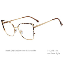 Carica l&#39;immagine nel visualizzatore di Gallery, 54427 Bule Light Blocking Metal Optical Prescription Glasses Frames Women Style Computer Eyeglasses