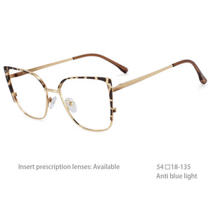 54427 Bule Light Blocking Metal Optical Prescription Glasses Frames Women Style Computer Eyeglasses